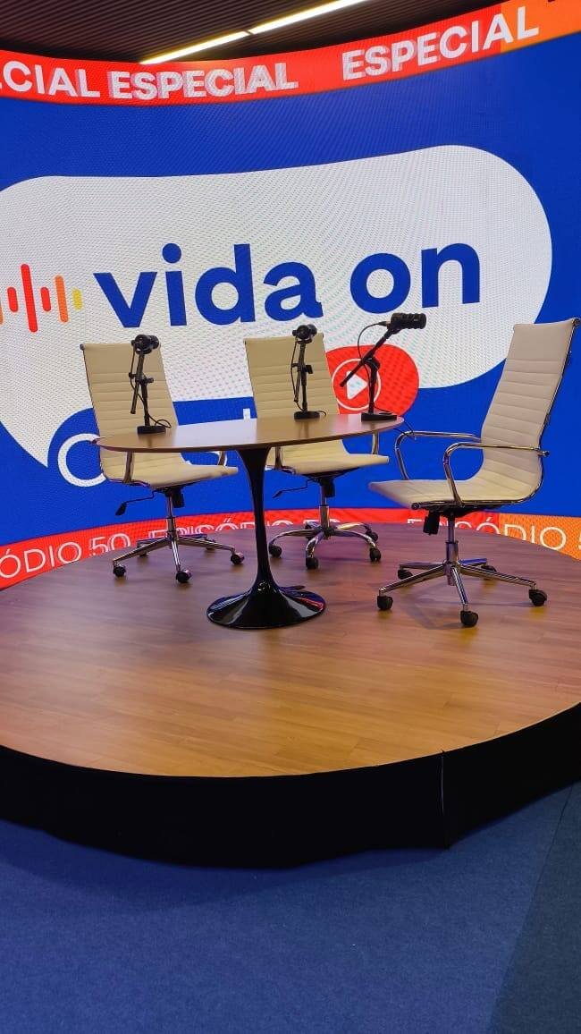 Gravação do podcast Vida On